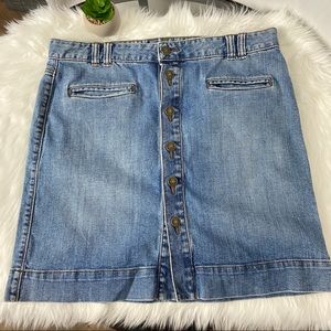 LOFT ll Button-Front Denim Skirt With Pockets